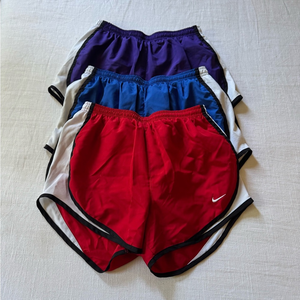 Offers welcome 3 discontinued Nike “Tempo” dryfit running Shorts Red Blue Purple